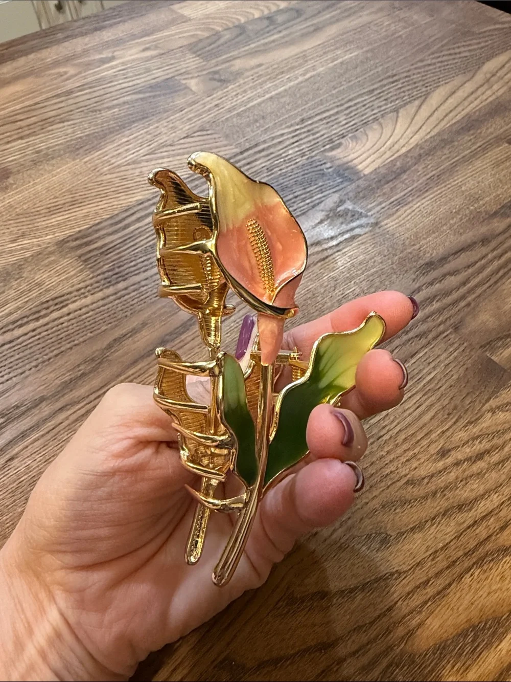 Calla Lily Floral Hair Clip — Pink and Green